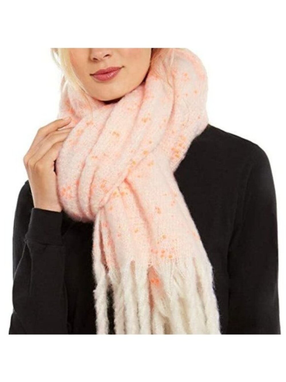 DKNY Pop-Neon Speckled Scarf, 16x76 Neon Orange